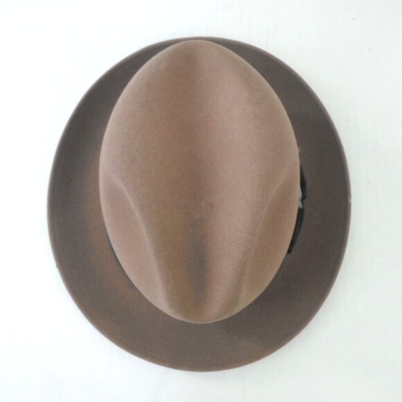 Vintage Bee Fedora Hat Tan Dyna Felt Wool Blend Mens 6 7/8 - Picture 6 of 12